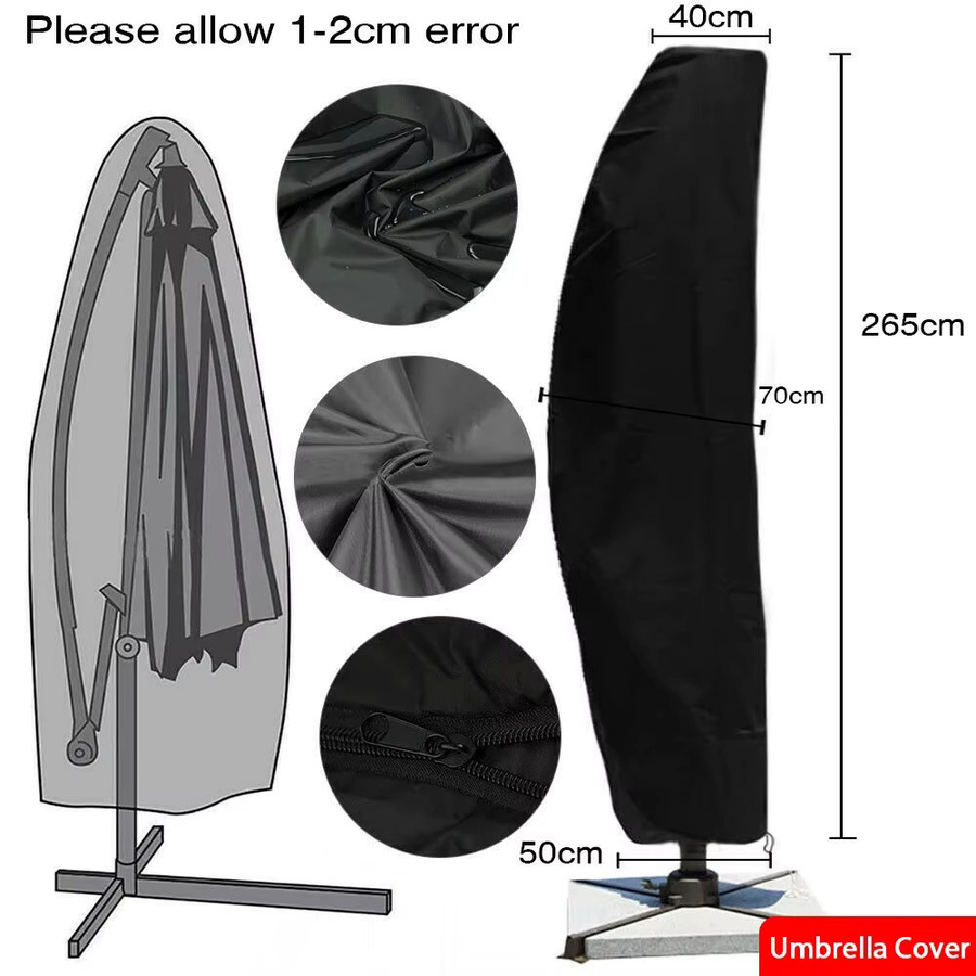 Wasserdichte Oxford Regenschirm Abdeckung für Cantilever und Banana Sonnenschirme in Schwarz, B/T/H: 265 x 50 x 40 cm - Bild 2