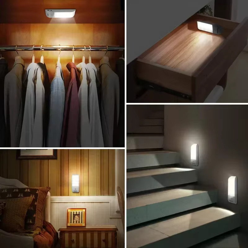 Wiederaufladbares LED-Nachtlicht mit Bewegungsmelder, magnetische Schrankleuchte in Weiß für Schlafzimmer, Küche, Flur und Treppen, warmweiß - Bild 6
