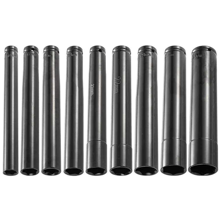 Tiefen-Schlüsselbuchse 1/2 Zoll mit 14-32mm Adapter in Schwarz für Muttern und Spanner, Länge: 200 mm - Bild 3