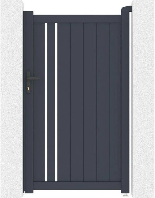 Vente-unique Eingangstor Toroma aus Aluminium in Anthrazitgrau, Breite: 100 cm, Höhe: 181 cm, Tiefe: 104 cm - Bild 1
