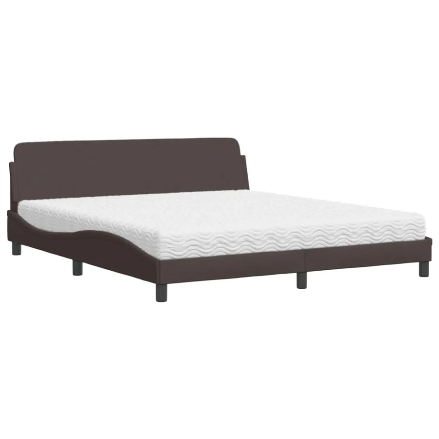 vidaXL Bett mit Matratze in Braun aus Stoff und Kiefernholz, B/T/H: 180 x 200 x 185 cm - Bild 2