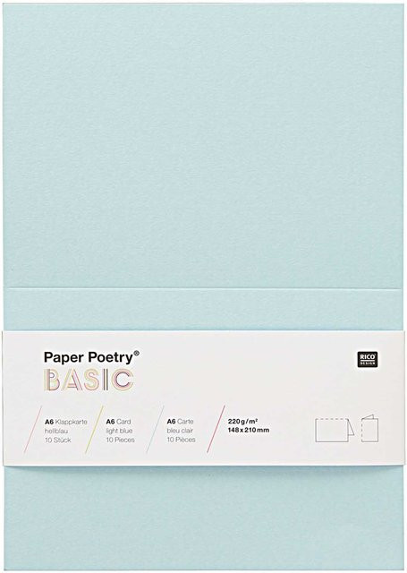 Rico Design Paper Poetry Klappkarten Basic A6, 10 Stück, Hellblau - Bild 1