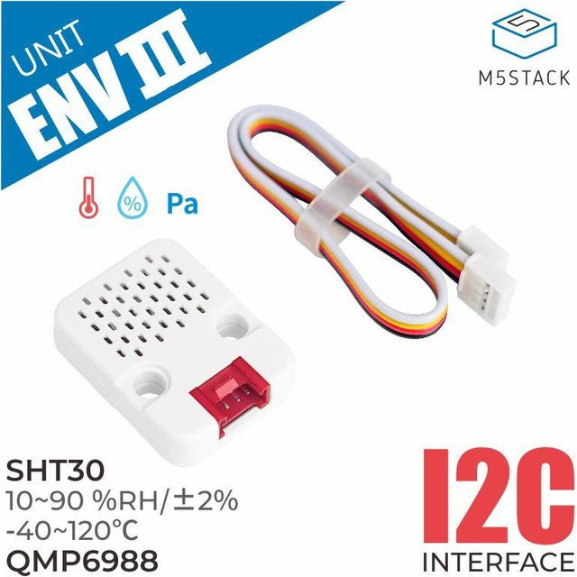 M5Stack ENV III Sensor-Einheit mit Temperatur, Feuchtigkeit und Luftdruck (SHT30+QMP6988) in Weiß - Bild 1