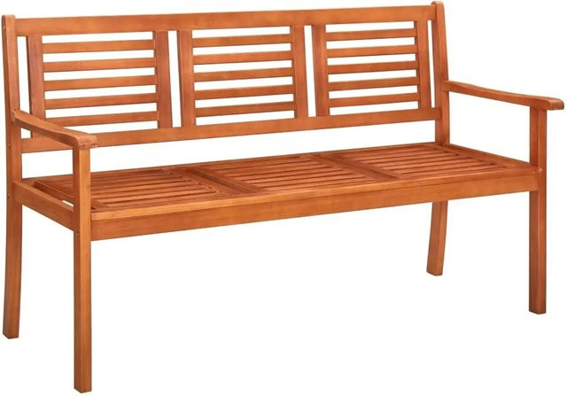 vidaXL 3-Sitzer-Gartenbank aus Massivholz Eukalyptus mit Auflage in Taupe, Breite: 150 cm - Bild 1
