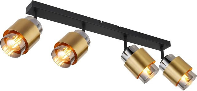 Globo Deckenleuchte Milley 4-flammig in Messing mit Glas in Rauchfarben, B/T/H: 40,0 x 40,0 x 23,0 cm - Bild 1