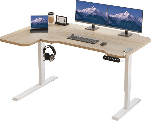 Radlove Elektrisch Höhenverstellbarer Eckschreibtisch in L-Form, Beige, Breite: 150 cm - Bild 1