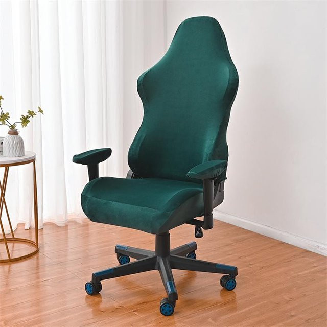 Bestbags Samt-Gaming-Stuhlbezug mit Armlehnenbezügen, elastischer Sitzschutz für Bürostühle, Grün - Bild 1