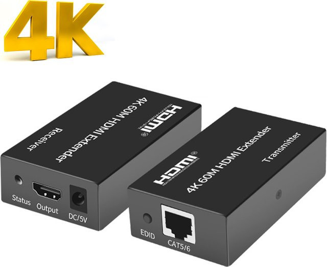 Konsenda HDMI Extender Kit 4K UHD über RJ45 Cat5e/6 Kabel, Schwarz - Bild 1