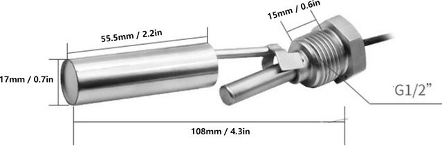Aramox Entenschnabelschalter Wasser-Flüssigkeitsstandsensor aus Edelstahl 304 in Silber, G1/2 Zoll, DC0–220 V - Bild 1