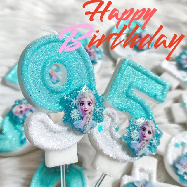 MINISO Frozen Fit Cartoon Zweifarbige Digitale Tortenkerze für deine Geburtstagsparty und Feiertagsdekoration - Bild 1