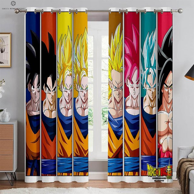 Yiran Furniture Anime Vorhänge für Kinderzimmer und Wohnzimmer, 2er-Set, Mehrfarbig, B: 70 cm, H: 100 cm - Bild 1