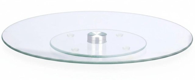 Relaxdays Tortenplatte aus Glas und Edelstahl, transparent und drehbar, rutschfest, Durchmesser: 30 cm, Höhe: 2 cm - Bild 1