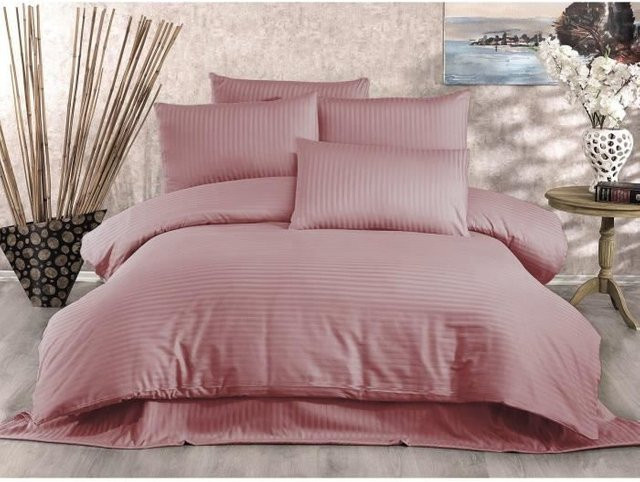 Bettwäsche-Set in Puder Pink bestehend aus 1 Bettbezug und 2 Kissenbezügen aus einer Mischung aus Baumwolle und Polyester, B/T/H: 220 x 240 cm und 60 x 60 cm - Bild 1