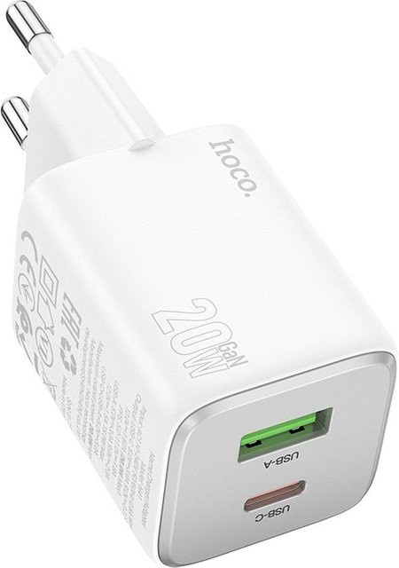 HOCO N41 Netzladegerät mit 20W und 3A, 1 x USB-A und 1 x USB-C, Weiß - Bild 1