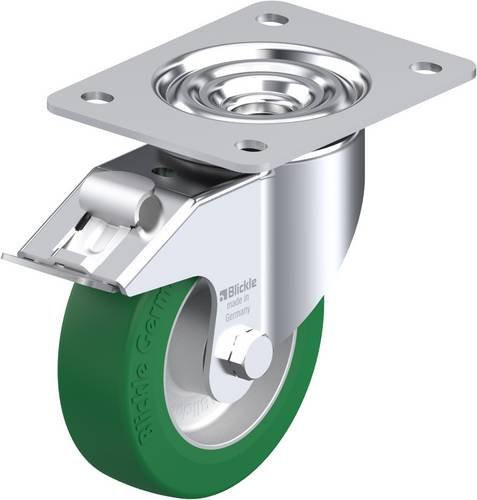 Blickle Lenkrolle LK-ALST 125K-3-FI mit Feststeller, Rad-Durchmesser: 125 mm, Tragfähigkeit: 350 kg, Farbe: Silber/Grün/Mehrfarbig - Bild 1
