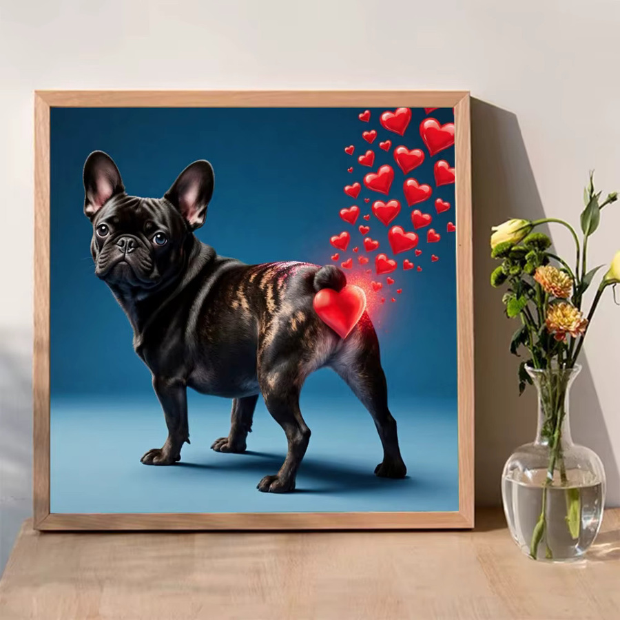 Momoart Hund Diamant Mosaik Tier, Diamant Malerei, Liebe Herz Muster - Bild 3