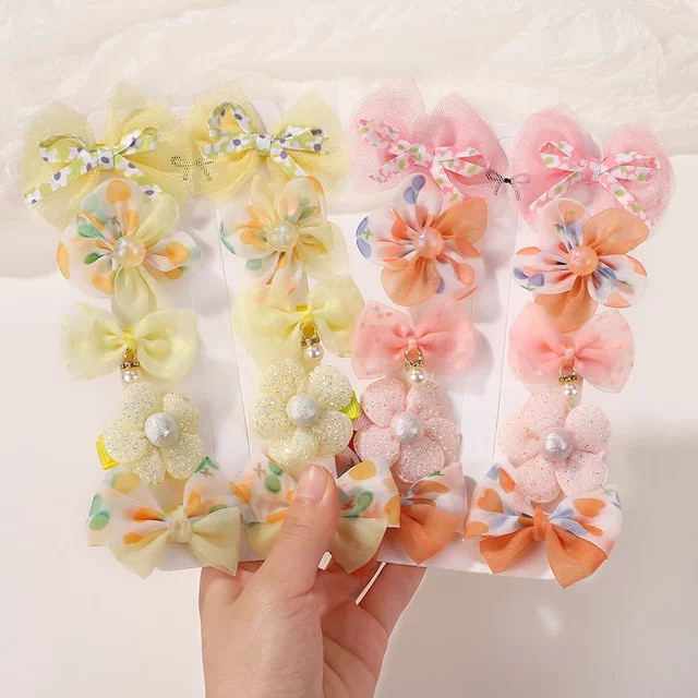 Baby Bows Haar-Accessoire-Set, 10 Teile, Blumen, Schleifen, Spitze, Mädchen - Bild 1