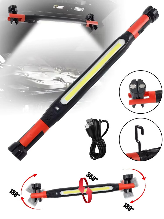 KDULIT LED-Magnet-Arbeitsleuchte in Schwarz, wiederaufladbare COB-Arbeitslampe mit Magnetbasis und Haken für Reparaturarbeiten und Notfälle - Bild 6