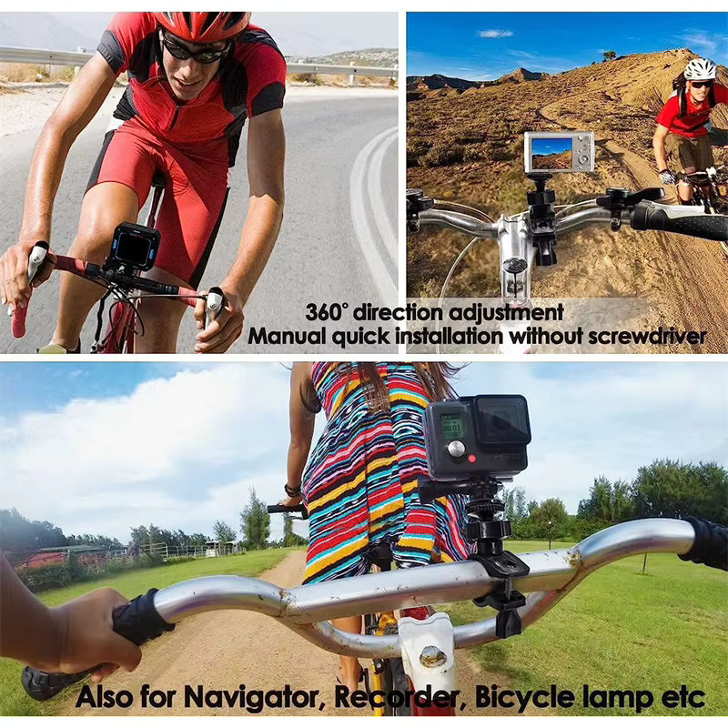 Lenkerhalterung für Fahrrad und Motorrad in Schwarz zur Befestigung von GoPro Hero und DJI Osmo Action Kameras sowie Insta360 Modellen - Bild 5
