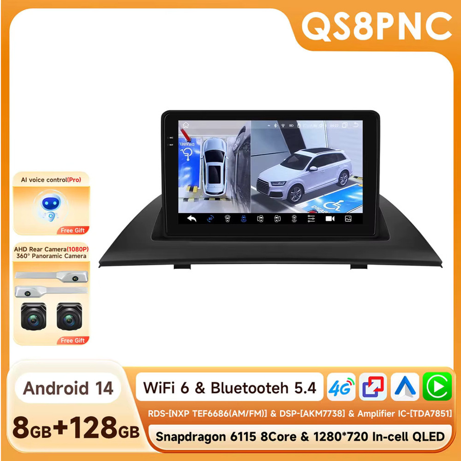 OSSURET Android Autoradio für BMW X3 E83 2004–2012 mit Carplay, GPS-Navigation, 4G und WLAN, Snapdragon 6115, 8GB RAM, 128GB ROM, Schwarz - Bild 5