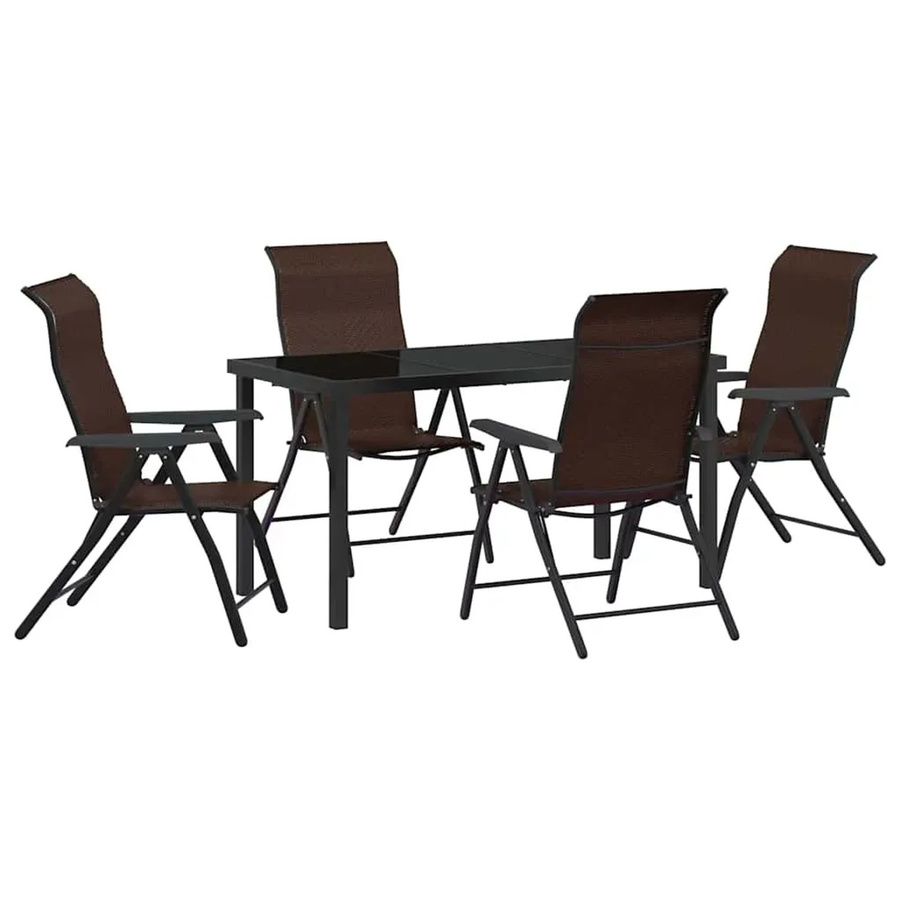 vidaXL Garten Essgruppe 5-teilig aus Poly-Rattan und Stahl in Braun mit Sicherheitsglas und höhenverstellbarem Tisch - Bild 2
