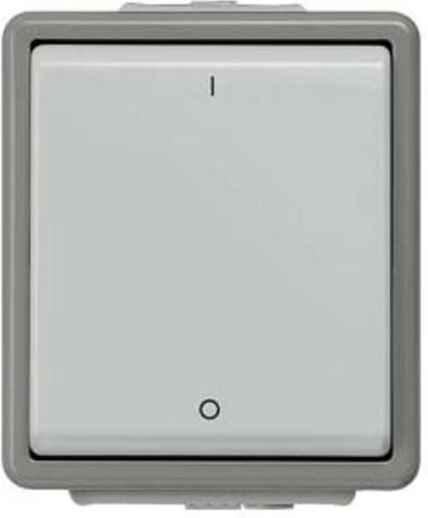Siemens DELTA fläche IP44 Ausschalter 2-polig 10A 250V Aufputz dunkelgrau/hellgrau 5TA4702 - Bild 1