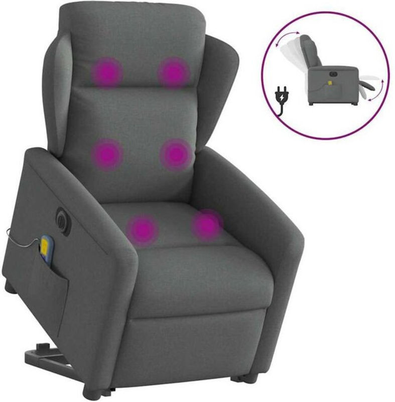 Vidaxl Elektrischer Massagesessel mit Aufstehhilfe in Anthrazit Grau aus Stoff - Bild 1