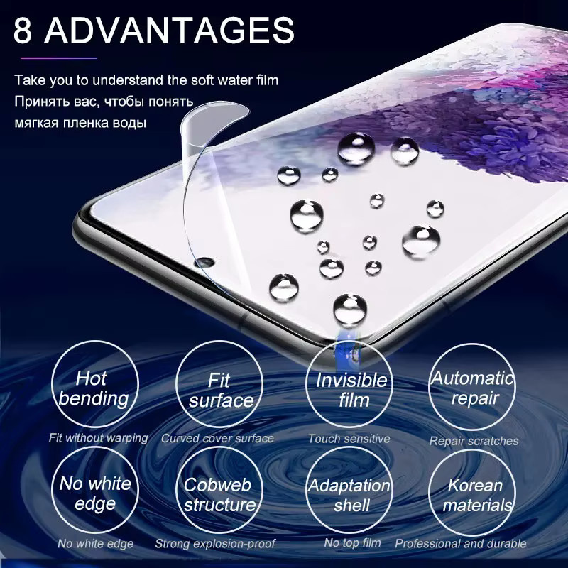 4er-Pack Hydrogel Displayfolie für Samsung Galaxy S23 S24 S25 Ultra Plus FE A14 A23 A34 A54 S10 S20 S21 Transparent Vollabdeckung - Bild 3