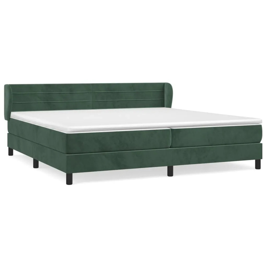 vidaXL Boxspringbett mit Matratze in Dunkelgrün aus Samt, Hybridbett mit Taschenfederkern, B/T/H: 200 x 200 x 203 cm - Bild 2