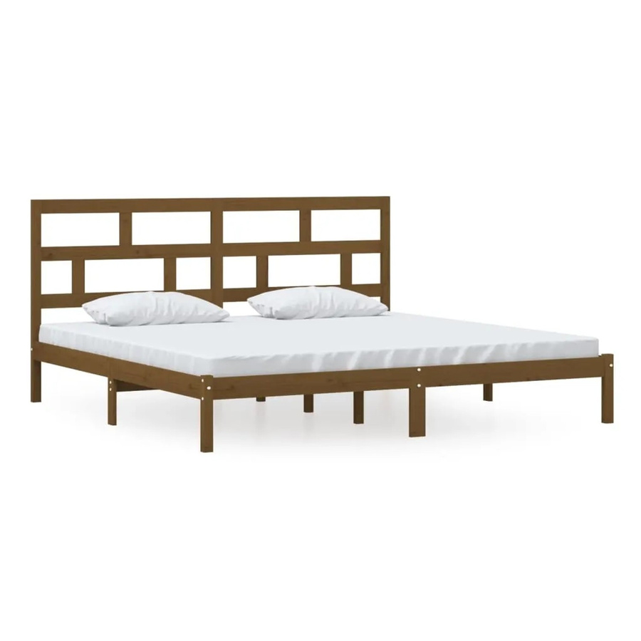 vidaXL Massivholzbett aus Kiefer in Honigbraun, B/T/H: 200 x 200 x 206 cm - Bild 2