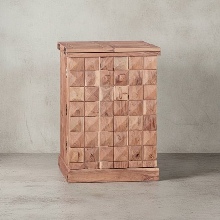 KADIMA DESIGN SAAR Hausbar aus Massivholz Akazie in Braun, ausklappbare Weinbar und Barschrank mit Türen, B/T/H: 65 x 50 x 91 cm