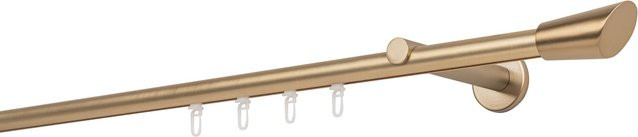 Ondeco Gardinenstange auf Maß in Gold mit Innenlauf 20mm und Wandträgern 12cm, 1-läufig, gerade - Bild 1