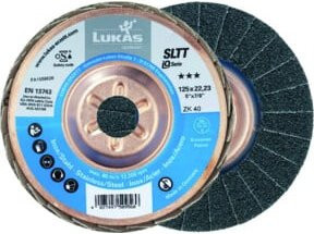 LUKAS Fächerschleifscheibe SLTT ZA flach-schräg für Stahl, Durchmesser: 125 mm, Körnung: 60, Multicolor - Bild 1