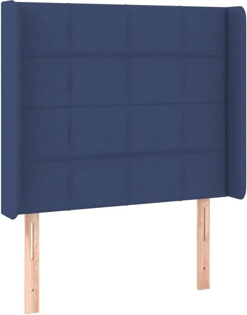vidaXL LED Kopfteil Blau mit USB-Ladeport und integrierter Beleuchtung, gepolstert aus Stoff, B/T/H: 103 x 16 x 118/128 cm - Bild 1