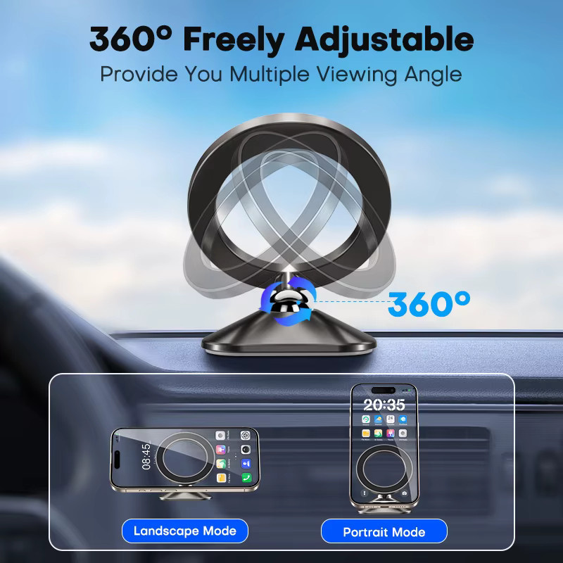 QOOVI Mini Magnetische Auto Handyhalterung für Dashboard und GPS, kompatibel mit MagSafe für iPhone 16 15, Xiaomi und Samsung, in Schwarz oder Silber - Bild 4