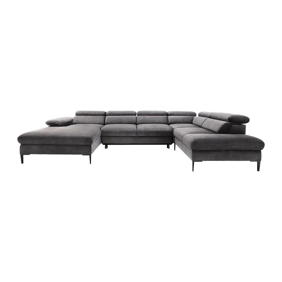 Schlafsofa Sepina von Pascal Morabito in Anthrazitgrau mit L-Form und Samtbezug, Breite: 353 cm - Bild 2