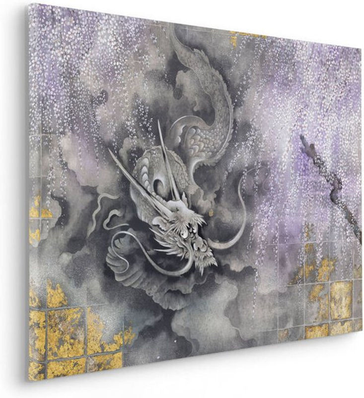 Komar Canvasbild Evil Brave in Lila und Mehrfarbig - Vintage Typografie Tier Motiv auf Leinwand - B: 90 cm, H: 90 cm - Bild 1