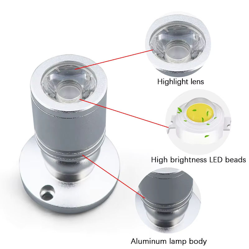 KAISANXINYI LED Spot Licht USB 5V 3W, Oberfläche Montiert, Drehbarer Mini Strahler in Weiß für Schrank, Vitrine und Küche - Bild 2