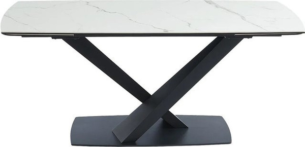 Maison Céphy Esstisch Malata mit Keramikplatte in Marmor-Optik, ausziehbar, Schwarz-Weiß, B: 220 cm, T: 100 cm, H: 76 cm (erweiterbar auf 260 cm)