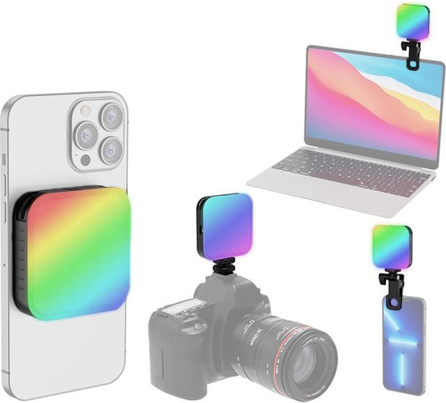 Andoer RGB Video Licht mit magnetischer Tasche, dimmbar 2500K-9000K, 20 Lichteffekte, schwarz - Bild 1