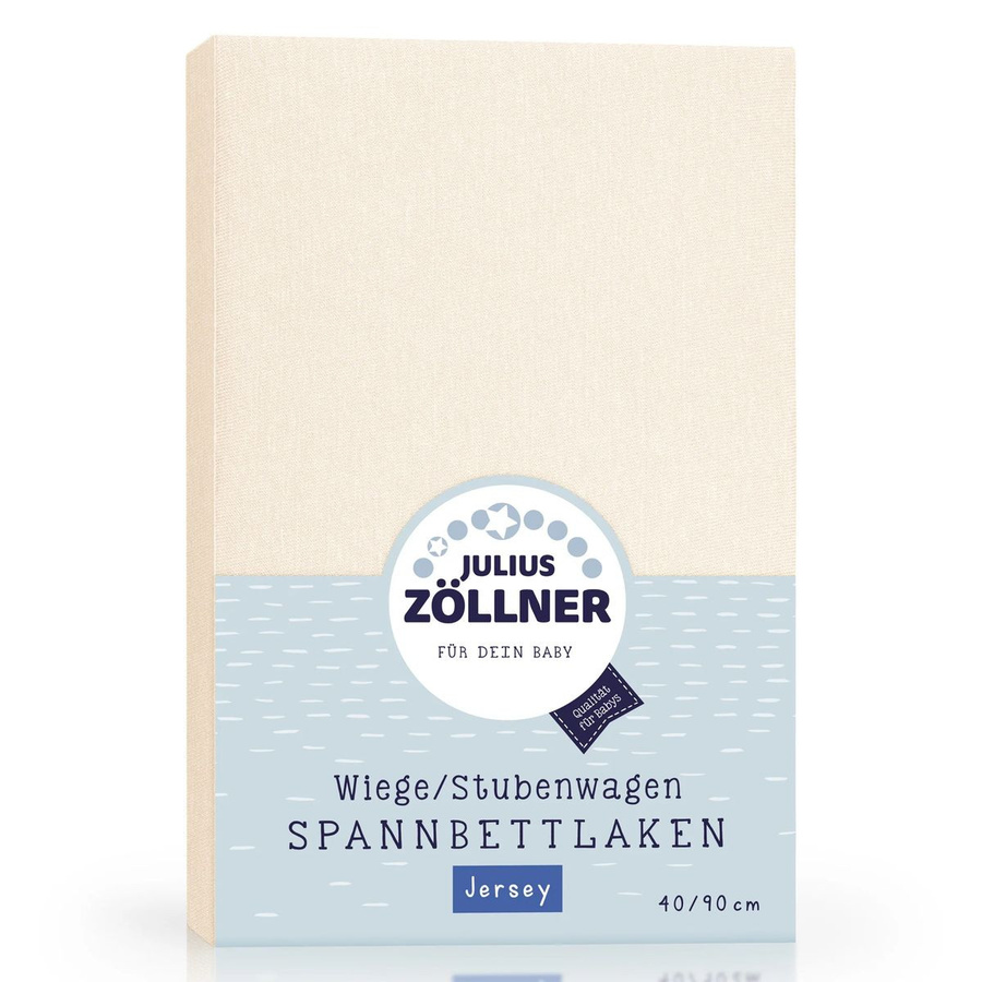 Julius Zöllner Spannbetttuch aus Jersey Baumwolle für Babys, Farbe: Beige, B/T: 90 x 40 cm - Bild 1
