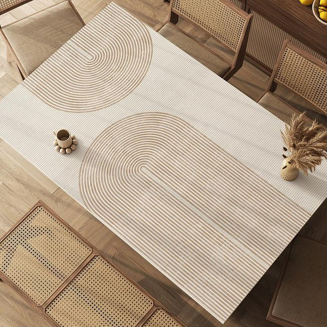 FQMM Tischdecke aus PVC in Beige, wasserabweisend und ölbeständig, B/T: 80 x 50 cm - Bild 1