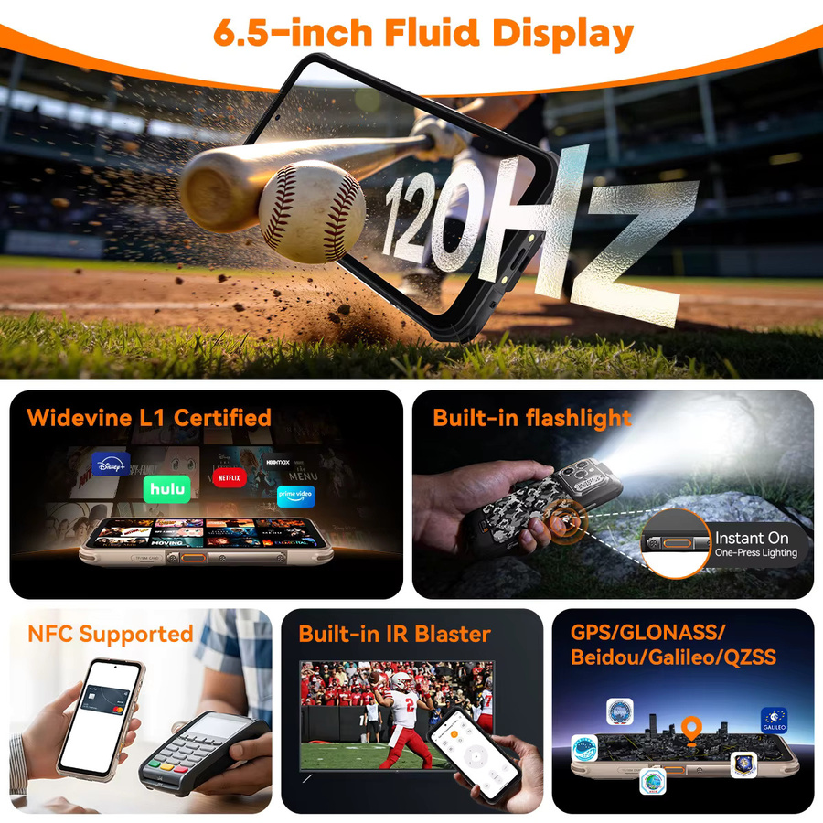 Ulefone RugOne Xever Robustes Smartphone in Schwarz mit Helio G200, bis zu 16 GB RAM, Android 16, eSIM, NFC und 4G LTE Global Version - Bild 5