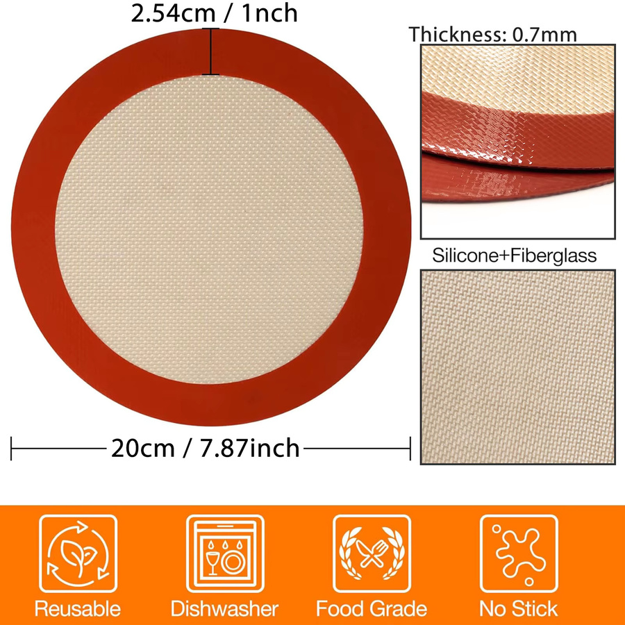 Cippes Runde Silikon-Backmatte, Antihaftbeschichtete Wiederverwendbare Backmatte für Heißluftfritteuse und Ofen - Bild 2