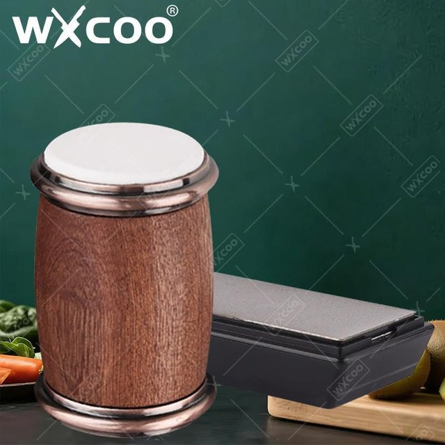 WXCOO Rollender Messerschärfer-Set mit magnetischem Messerhalter aus Holz und Diamant-Schleifstein für 15 und 20 Grad Winkel - Bild 1