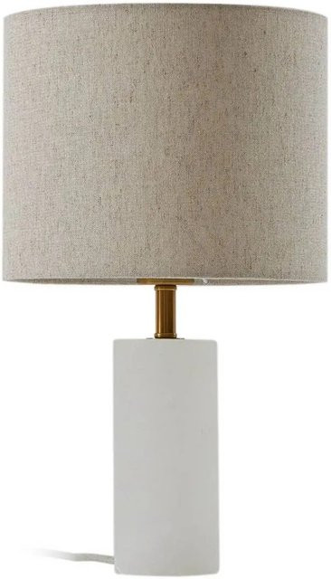 Lindby Tischlampe Alabaster Skandinavisch in Beige und Weiß aus Textil und Marmor, 1-flammig E27, Wohnzimmerleuchte - Bild 1