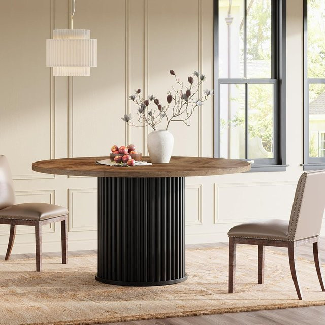 LITTLE TREE Runder Esstisch aus Holz in Braun für 4-6 Personen, Moderner Küchentisch im Landhausstil - Bild 1