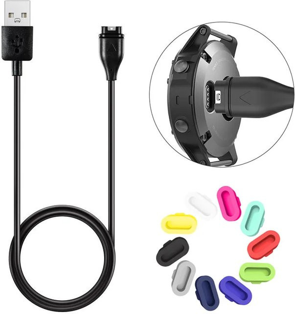 USB Ladegerät Dock für Garmin Smartwatches in Schwarz mit USB-C Anschluss - Bild 1