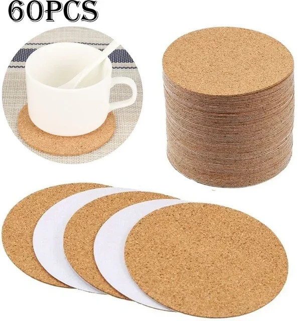 Natürliche Kork Untersetzer in Braun, Runde Tassenmatten für Wein, Kaffee und Tee, Durchmesser: 10 cm - Bild 1