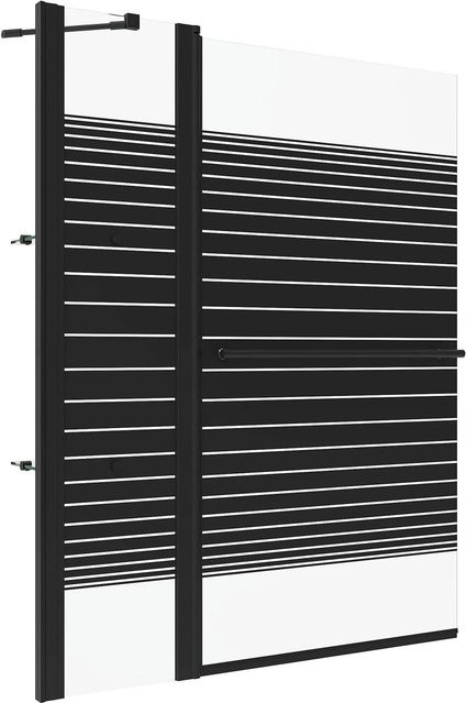 Aquabatos Badewannenfaltwand Duschwand aus ESG-Sicherheitsglas mit Festteil, Mattschwarz, B: 110 cm, H: 140 cm - Bild 1